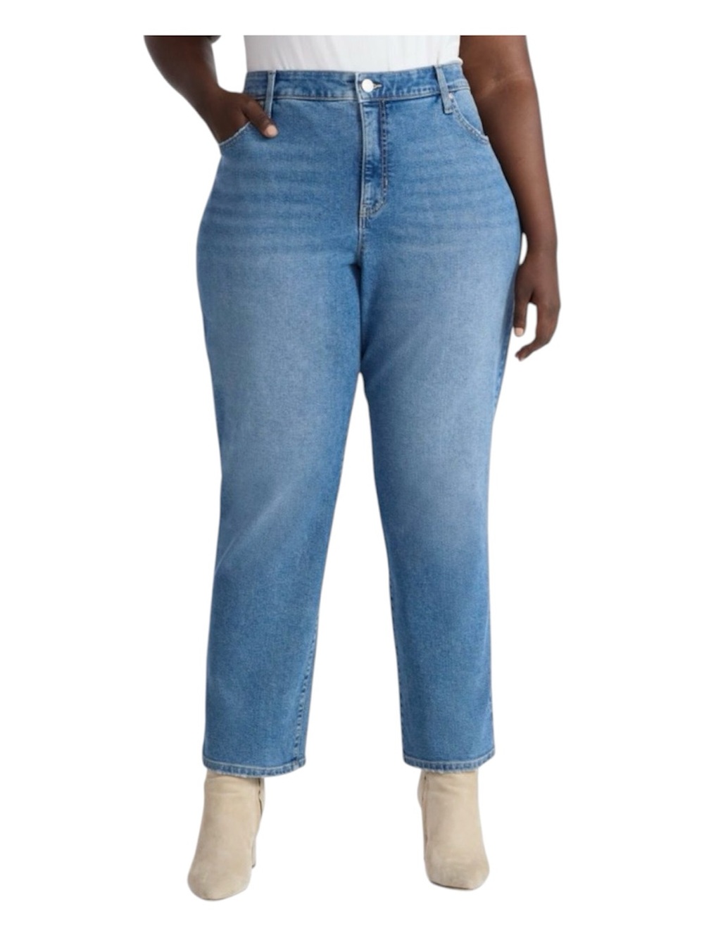 Terra & Sky Light Wash Blue Straight High Rise Jeans Women’s Petite Size 18w